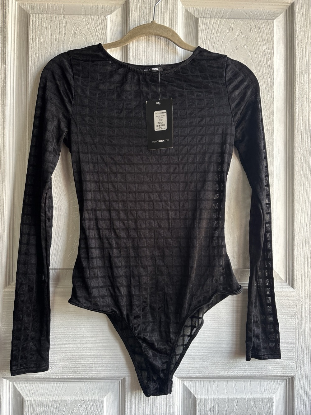 NWT - FASHION NOVA | Black mesh bodysuit with long sleeves - Large 💄🕶️